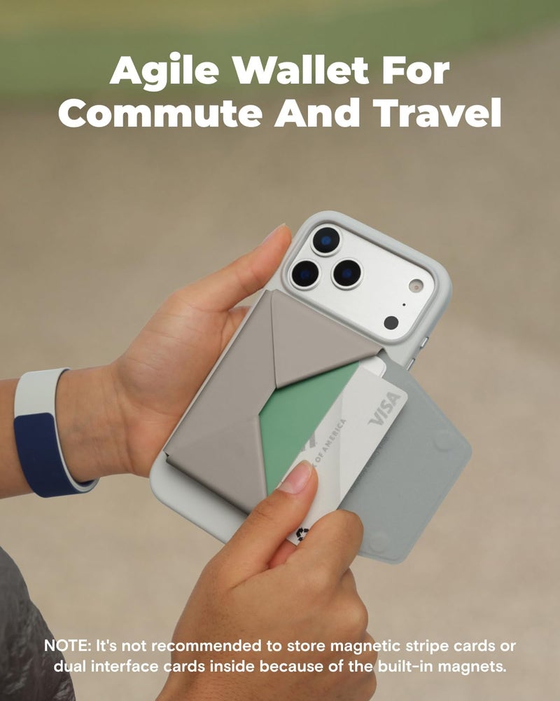 MOFT محفظة ماغسيف، حاملة 8 بطاقات، حامل هاتف مغناطيسي بتصميم سحب للوصول، حجب RFID، ضبط الزاوية ومحفظة مينيملست سناب فيلد للرجال، مستلزمات السفر، لون توبي - Image 2